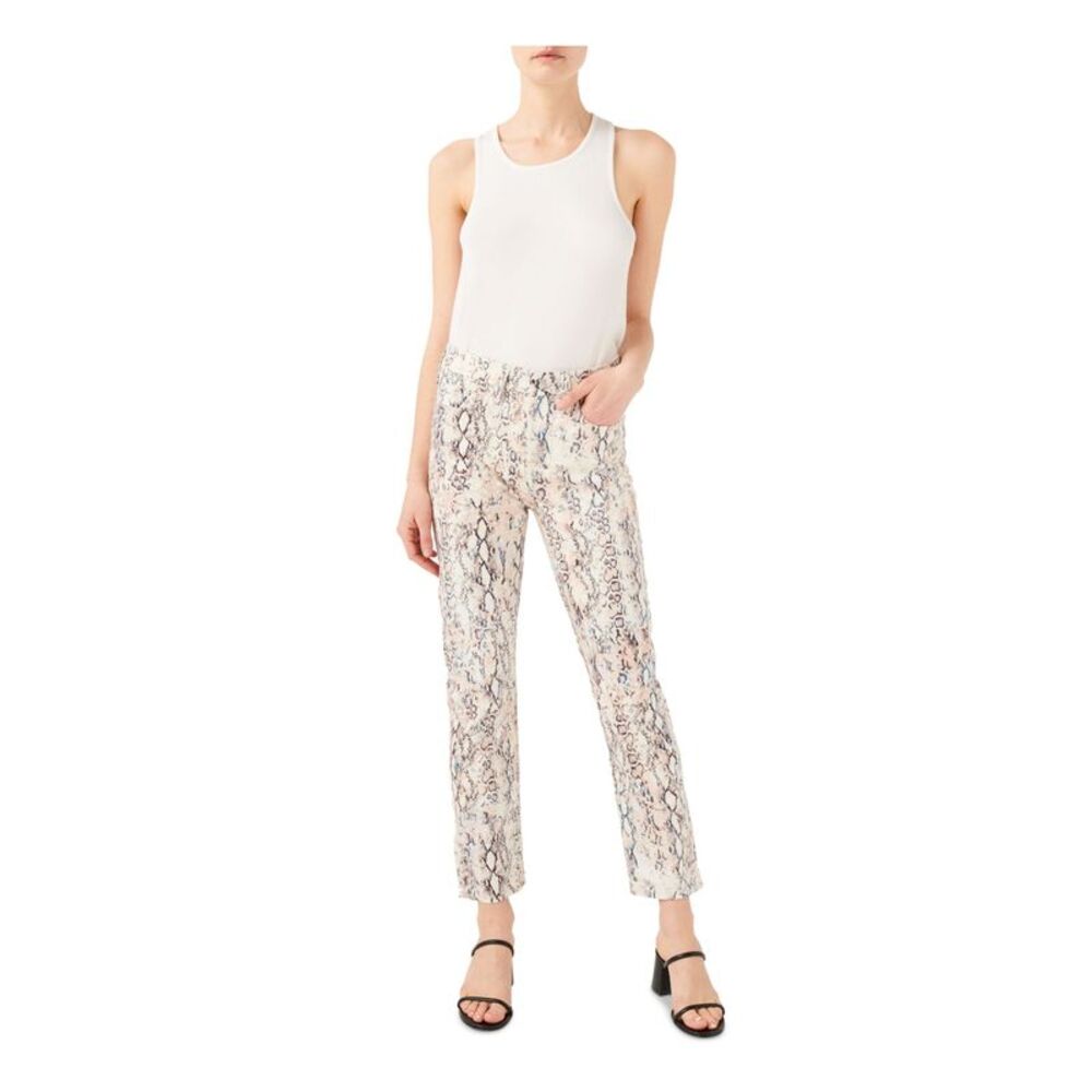 Jen 7 By 7 For All Mankind Womens Beige Denim Party Straight leg Pants 8